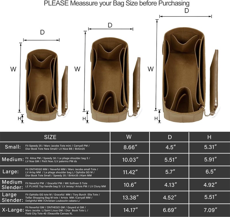 ETTP Purse Organizer Insert For Handbags, Tote Bag Organizer Insert, Handbag Organizer For Tote & Handbags, Compatible with Neverful Speedy and More (XLarge,Lighting Coffee) - Image 3
